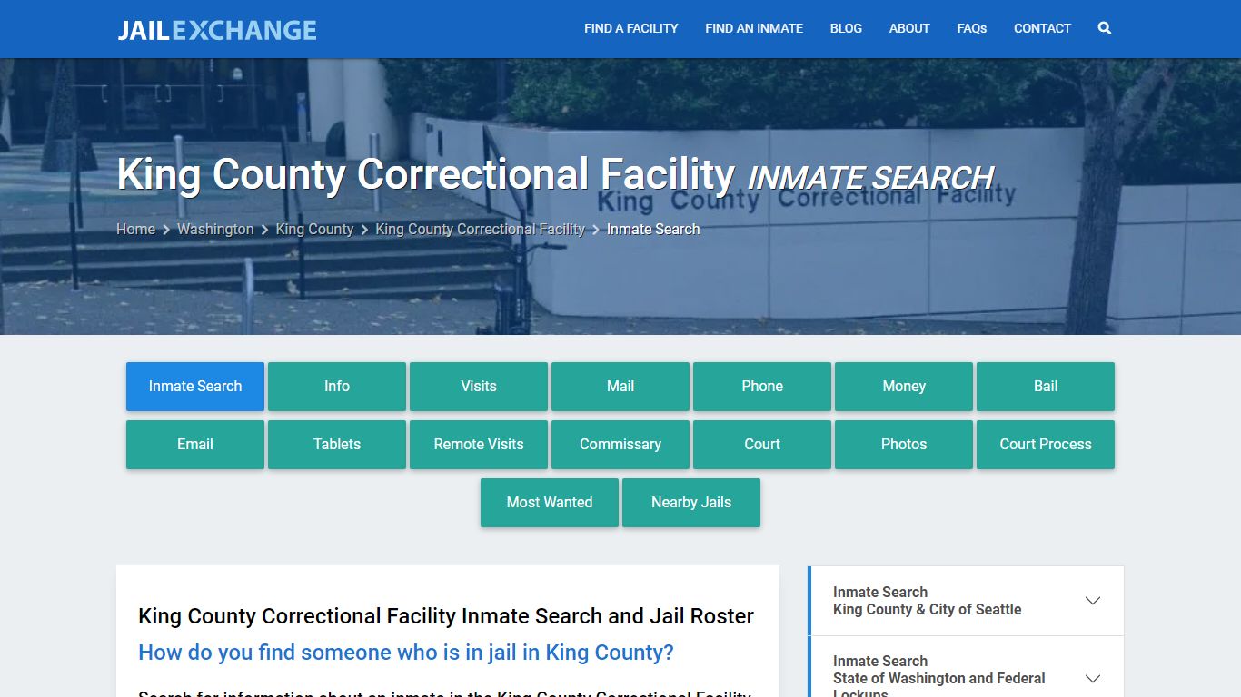 King County Correctional Facility Inmate Search - Jail Exchange